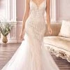 Cinderella Divine Bridal - Plunging V-Neck Embellished Mermaid Dress CDS401 - 1 Pc Off White In Size 10 Available