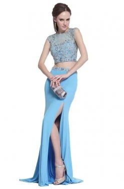 Formal Gowns Cinderella Divine - C211 Beaded Two Piece Dress With Slit
