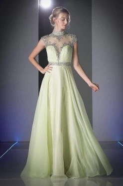 Formal Gowns Cinderella Divine - C216 Beaded High Neck A-Line Gown