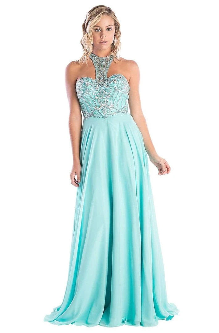 Cinderella Divine - C231 Beaded Halter A-Line Dress Formal Gowns 3 Cinderella Divine - C231 Beaded Halter A-Line Dress Formal Gowns