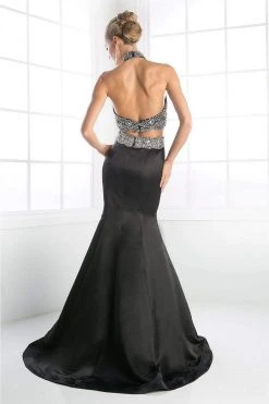 Cinderella Divine - C241 Two Piece Beaded Satin Mermaid Dress Formal Gowns