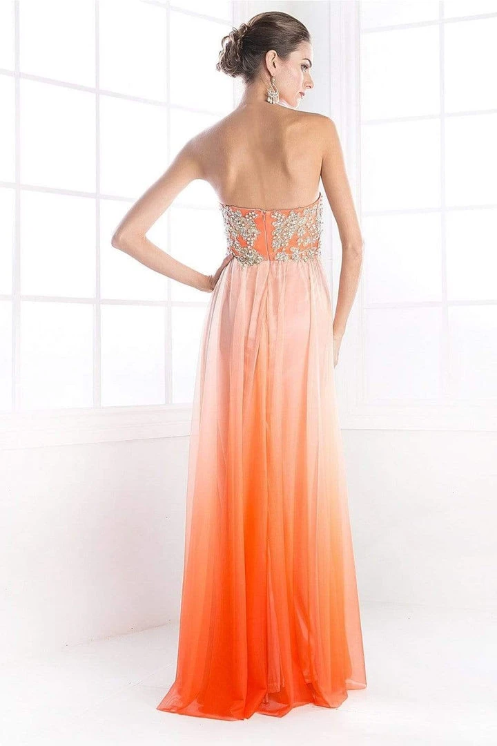 Formal Gowns Cinderella Divine - C2633 Strapless Beaded Chiffon Sheath Dress 4 Formal Gowns Cinderella Divine - C2633 Strapless Beaded Chiffon Sheath Dress