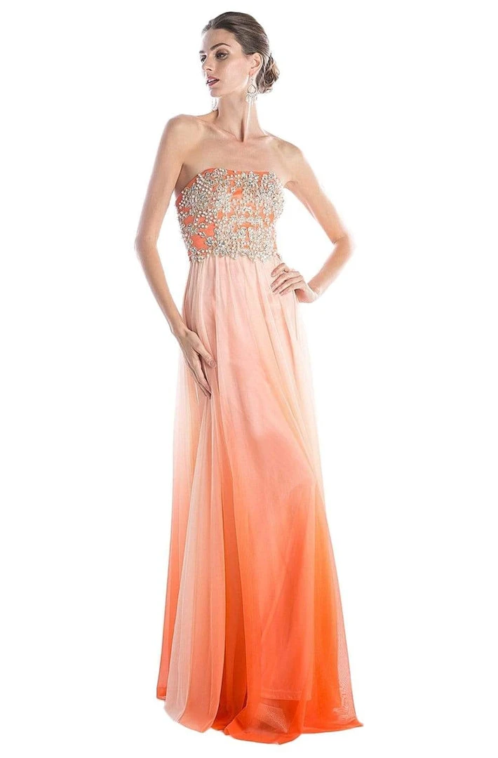 Formal Gowns Cinderella Divine - C2633 Strapless Beaded Chiffon Sheath Dress 3 Formal Gowns Cinderella Divine - C2633 Strapless Beaded Chiffon Sheath Dress