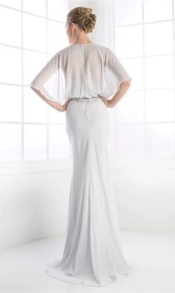 Cinderella Divine - C280 Sheer Batwing Capelet Metallic Appliqued Gown 13 Cinderella Divine - C280 Sheer Batwing Capelet Metallic Appliqued Gown