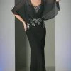 Cinderella Divine - C280 Sheer Batwing Capelet Metallic Appliqued Gown