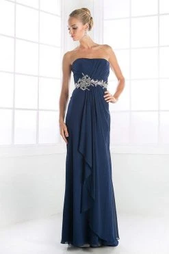 Cinderella Divine - C289 Pleated Embellished Long Sheath Dress