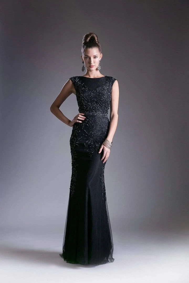 Formal Gowns Cinderella Divine - Cap Sleeve Illusion Jewel Soutache Lace Evening Gown 5 Formal Gowns Cinderella Divine - Cap Sleeve Illusion Jewel Soutache Lace Evening Gown