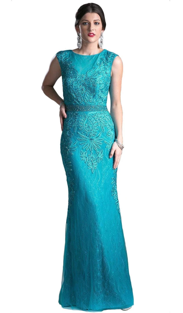 Formal Gowns Cinderella Divine - Cap Sleeve Illusion Jewel Soutache Lace Evening Gown 3 Formal Gowns Cinderella Divine - Cap Sleeve Illusion Jewel Soutache Lace Evening Gown