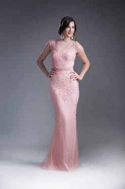 Formal Gowns Cinderella Divine - Cap Sleeve Illusion Jewel Soutache Lace Evening Gown 13 Formal Gowns Cinderella Divine - Cap Sleeve Illusion Jewel Soutache Lace Evening Gown
