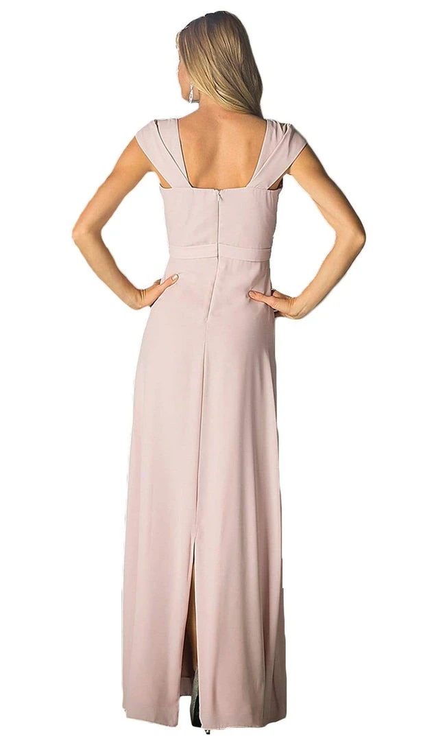 Cinderella Divine - Cap Sleeve Pleated Bodice A-Line Long Formal Dress Formal Gowns 5 Cinderella Divine - Cap Sleeve Pleated Bodice A-Line Long Formal Dress Formal Gowns