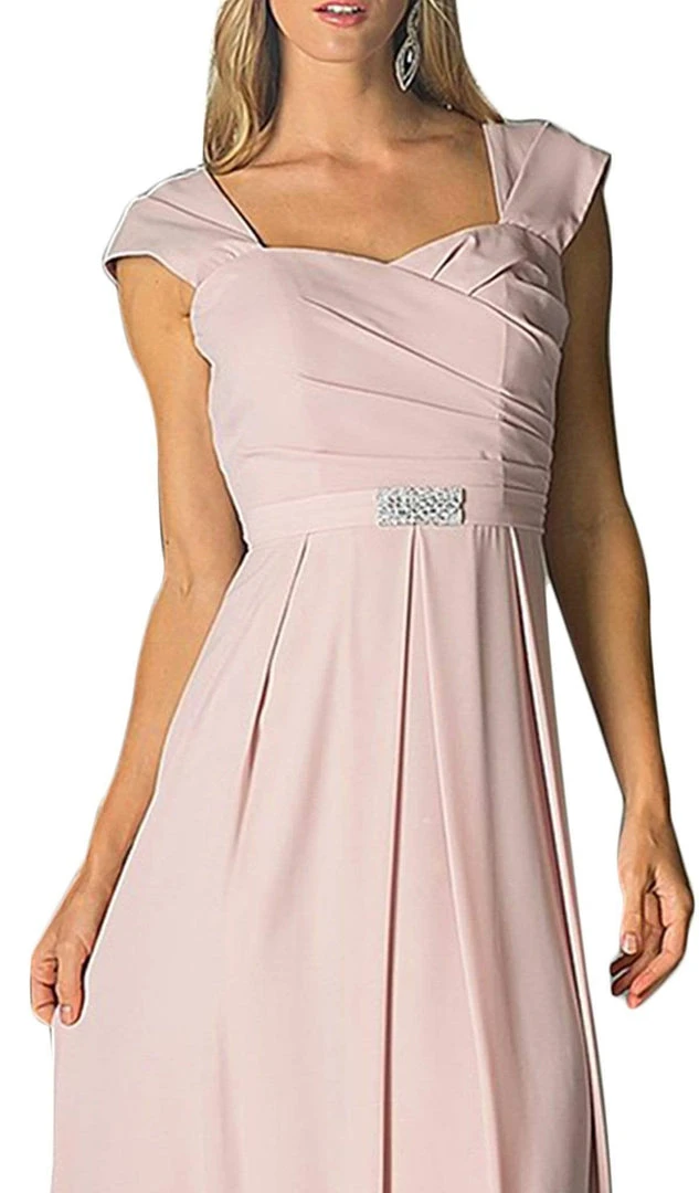 Cinderella Divine - Cap Sleeve Pleated Bodice A-Line Long Formal Dress Formal Gowns 7 Cinderella Divine - Cap Sleeve Pleated Bodice A-Line Long Formal Dress Formal Gowns