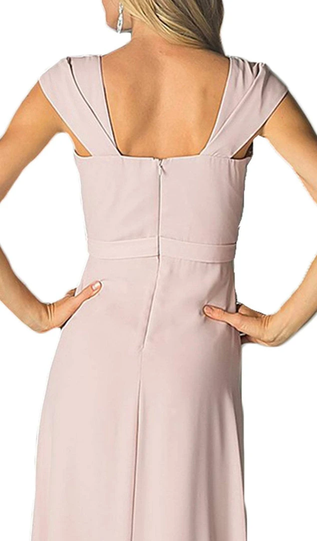 Cinderella Divine - Cap Sleeve Pleated Bodice A-Line Long Formal Dress Formal Gowns 8 Cinderella Divine - Cap Sleeve Pleated Bodice A-Line Long Formal Dress Formal Gowns