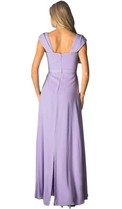 Cinderella Divine - Cap Sleeve Pleated Bodice A-Line Long Formal Dress Formal Gowns