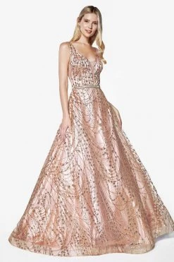 Formal Gowns Cinderella Divine - CB0028 Glitter Beaded Embellished Sleeveless Gown