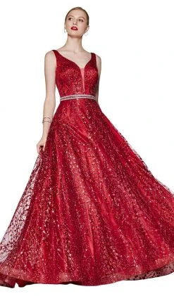 Formal Gowns Cinderella Divine - CB0028 Glitter Beaded Embellished Sleeveless Gown