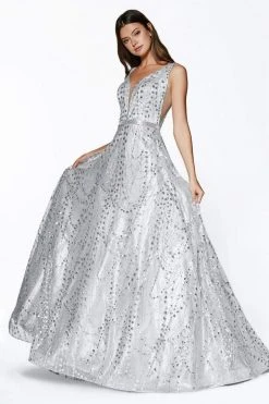Formal Gowns Cinderella Divine - CB0028 Glitter Beaded Embellished Sleeveless Gown