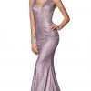 Cinderella Divine - CB0035 Plunging V-Neck Metallic Mermaid Gown