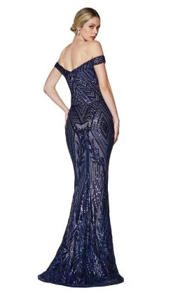 Cinderella Divine - CB0039 Sparkly Sequin Off-Shoulder Evening Gown Formal Gowns
