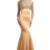Cinderella Divine - CB758 Beaded Jewel Neck Sateen Trumpet Dress 1 Cinderella Divine - CB758 Beaded Jewel Neck Sateen Trumpet Dress