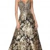 Cinderella Divine - CD0125 Sequined Deep V-neck A-line Gown Formal Gowns