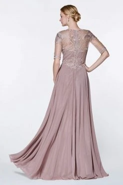 Cinderella Divine - CD0134 Beaded Lace Chiffon A-line Dress