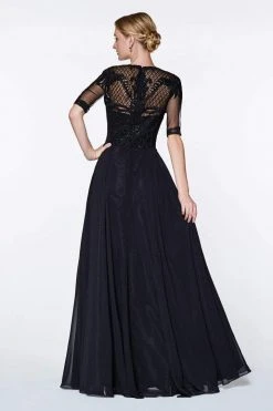 Cinderella Divine - CD0134 Beaded Lace Chiffon A-line Dress