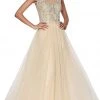 Cinderella Divine - CD0136 Beaded Lace Illusion Neckline Tulle Gown Formal Gowns 1 Cinderella Divine - CD0136 Beaded Lace Illusion Neckline Tulle Gown Formal Gowns