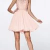 Cocktail Dresses Cinderella Divine - CD0141 Beaded Lace Halter Neck Chiffon Cocktail Dress - 1 Pc Blush In Size XS And 1 Pc Champagne In Size M Available 2 Cocktail Dresses Cinderella Divine - CD0141 Beaded Lace Halter Neck Chiffon Cocktail Dress - 1 Pc Blush In Size XS And 1 Pc Champagne In Size M Available
