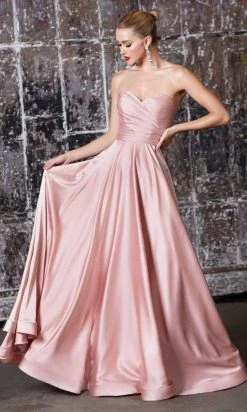 Formal Gowns Cinderella Divine - CD0165 Strapless Sweetheart Bodice A-line Satin Gown - 1 Pc Navy In Size 4 Available