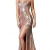 Formal Gowns Cinderella Divine - CD164 Sleeveless Fitted Metallic Lame Evening Gown 2 Formal Gowns Cinderella Divine - CD164 Sleeveless Fitted Metallic Lame Evening Gown
