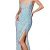 Cinderella Divine - CD175 Sequined Deep V-neck Sheath Dress Formal Gowns