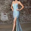Cinderella Divine - CD176 Sequined Deep V-neck Fitted Dress 1 Cinderella Divine - CD176 Sequined Deep V-neck Fitted Dress