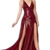 Cinderella Divine - CD915 Sequined Double Slit Long Gown 1 Cinderella Divine - CD915 Sequined Double Slit Long Gown