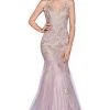 Cinderella Divine - CDS321 Gold Lace Applique Fitted Mermaid Gown