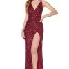 Cinderella Divine - CDS345 V Neck Strappy Open Back Fitted Sequin Gown Formal Gowns 2 Cinderella Divine - CDS345 V Neck Strappy Open Back Fitted Sequin Gown Formal Gowns