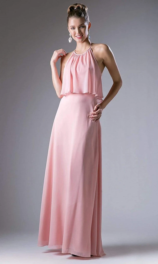 Formal Gowns Cinderella Divine - CF130 Flounce Halter Style Chiffon A Line Dress 5 Formal Gowns Cinderella Divine - CF130 Flounce Halter Style Chiffon A Line Dress