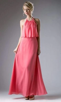 Formal Gowns Cinderella Divine - CF130 Flounce Halter Style Chiffon A Line Dress 14 Formal Gowns Cinderella Divine - CF130 Flounce Halter Style Chiffon A Line Dress