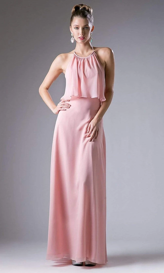 Formal Gowns Cinderella Divine - CF130 Flounce Halter Style Chiffon A Line Dress 3 Formal Gowns Cinderella Divine - CF130 Flounce Halter Style Chiffon A Line Dress