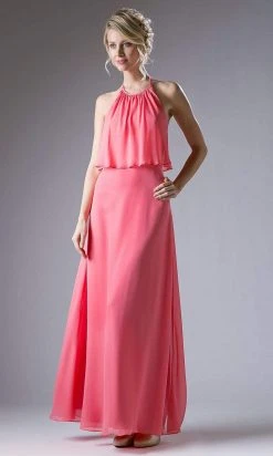 Formal Gowns Cinderella Divine - CF130 Flounce Halter Style Chiffon A Line Dress 12 Formal Gowns Cinderella Divine - CF130 Flounce Halter Style Chiffon A Line Dress