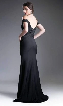 Cinderella Divine - CF158 Off Shoulder Stretch Crepe Satin Gown 49 Cinderella Divine - CF158 Off Shoulder Stretch Crepe Satin Gown