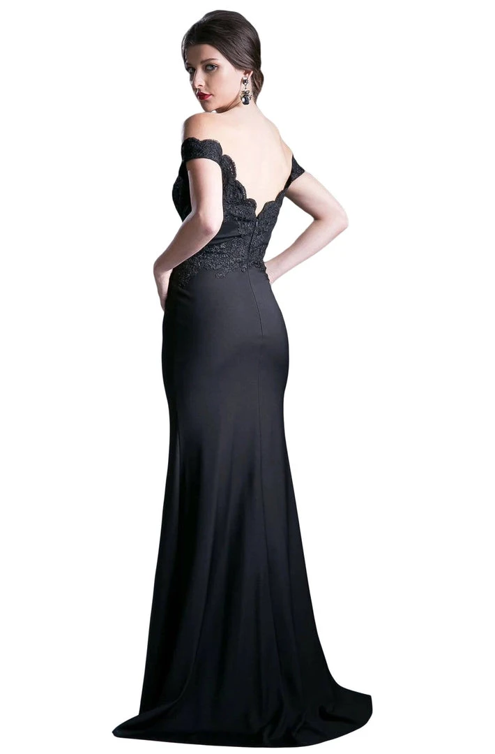 Cinderella Divine - CF158 Stretch Crepe Satin Off Shoulder Gown Formal Gowns 4 Cinderella Divine - CF158 Stretch Crepe Satin Off Shoulder Gown Formal Gowns