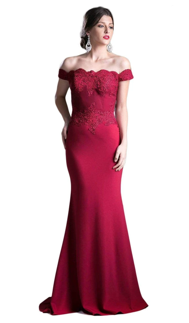Cinderella Divine - CF158 Stretch Crepe Satin Off Shoulder Gown Formal Gowns 5 Cinderella Divine - CF158 Stretch Crepe Satin Off Shoulder Gown Formal Gowns