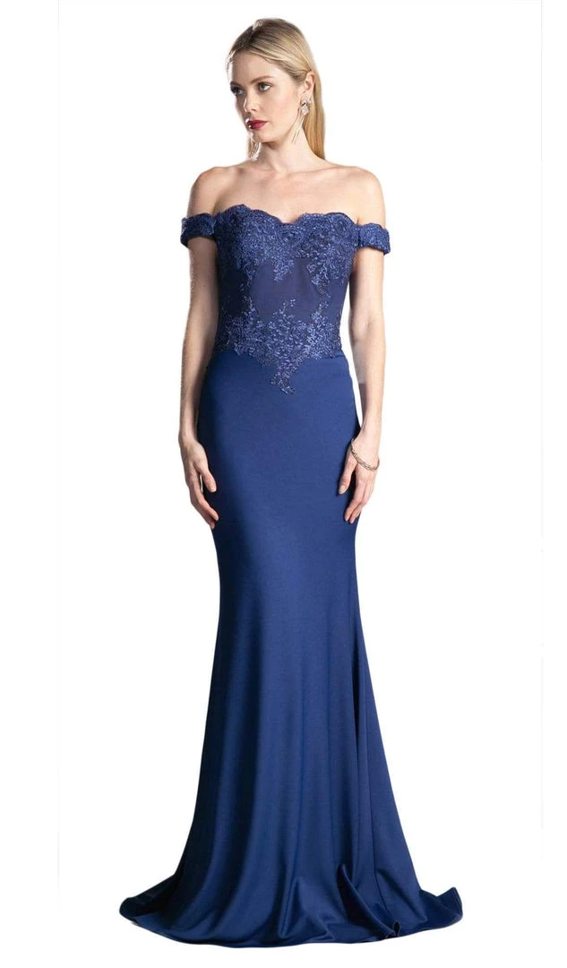 Cinderella Divine - CF158 Stretch Crepe Satin Off Shoulder Gown Formal Gowns 11 Cinderella Divine - CF158 Stretch Crepe Satin Off Shoulder Gown Formal Gowns