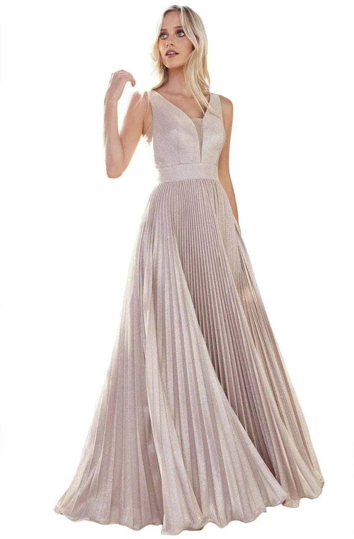 Formal Gowns Cinderella Divine - CH211 Plunging V-Neck Pleated Glitter Dress 5 Formal Gowns Cinderella Divine - CH211 Plunging V-Neck Pleated Glitter Dress