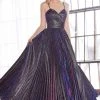 Formal Gowns Cinderella Divine - CH221 Pleated V-Neck Empire Glitter Dress 1 Formal Gowns Cinderella Divine - CH221 Pleated V-Neck Empire Glitter Dress