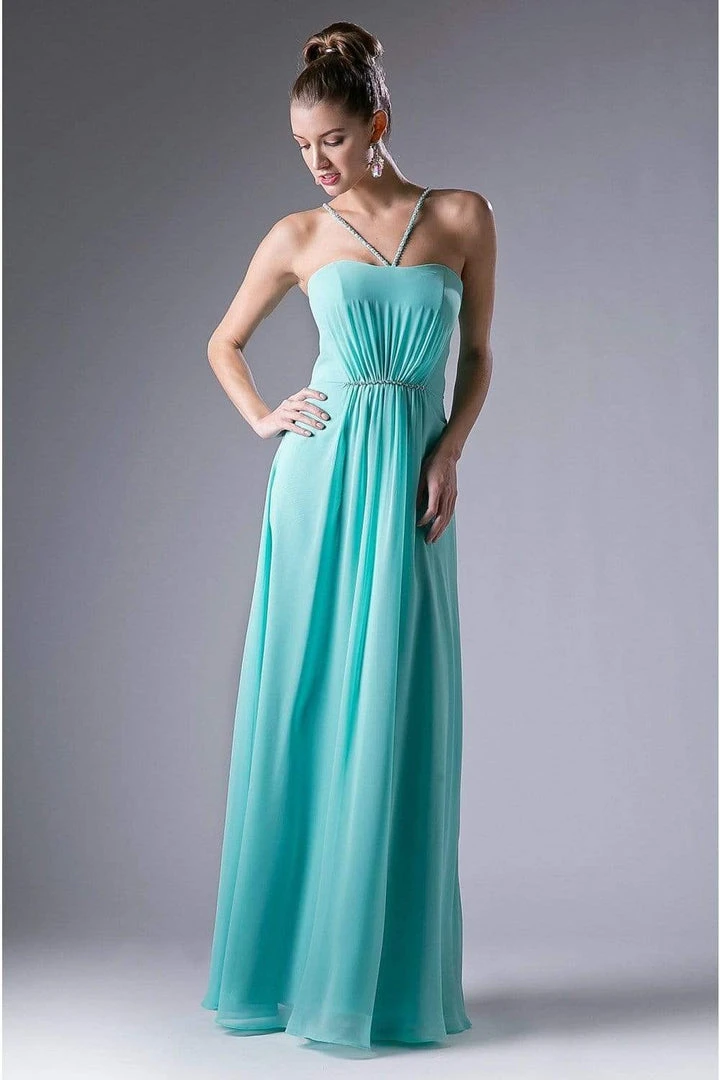 Cinderella Divine - CH529 Beaded Spaghetti Straps Chiffon A Line Gown Formal Gowns 5 Cinderella Divine - CH529 Beaded Spaghetti Straps Chiffon A Line Gown Formal Gowns