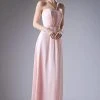 Cinderella Divine - CH529 Beaded Spaghetti Straps Chiffon A Line Gown Formal Gowns