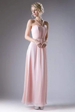 Cinderella Divine - CH529 Beaded Spaghetti Straps Chiffon A Line Gown Formal Gowns