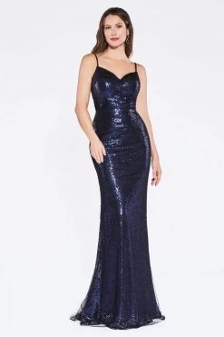 Cinderella Divine - CH570 Sequined Fitted Sweetheart Evening Dress Formal Gowns