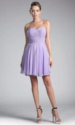 Cinderella Divine - CJ216S Rosette Pleated Sweetheart Chiffon Cocktail Dress Cocktail Dresses